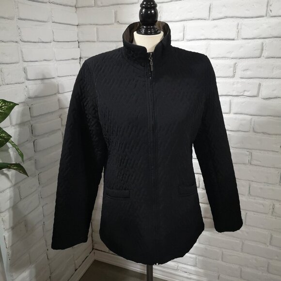 Talbots Ladies Size Medium Reversible Full Zip Black/Bronze Jacket - Picture 2 of 14
